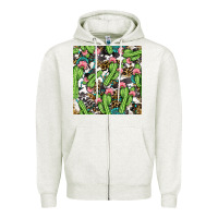 Oatmeal Heather Western Cactus And Turquoise Gemstone With Leopard And Cowhide Seamles Zipper Hoodie - BundleAndBundleShop