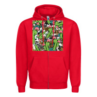 Red Western Cactus And Turquoise Gemstone With Leopard And Cowhide Seamles Zipper Hoodie - BundleAndBundleShop