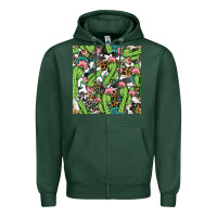Sports Green Western Cactus And Turquoise Gemstone With Leopard And Cowhide Seamles Zipper Hoodie - BundleAndBundleShop