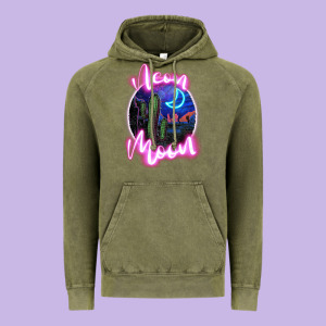 Neon Moon Vintage Hoodie Designed By Jahusdesignshop