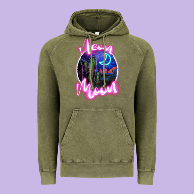 Neon Moon Vintage Hoodie Designed By Jahusdesignshop