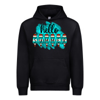 Black Hello Summer Serape Turquoise Urban Hoodie - CowCowDesign