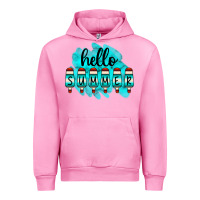 Fuchsia Pink Hello Summer Serape Turquoise Urban Hoodie - CowCowDesign
