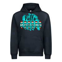 Navy Hello Summer Serape Turquoise Urban Hoodie - CowCowDesign