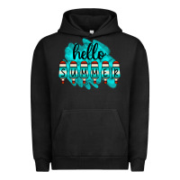 Pigment Black Hello Summer Serape Turquoise Urban Hoodie - CowCowDesign