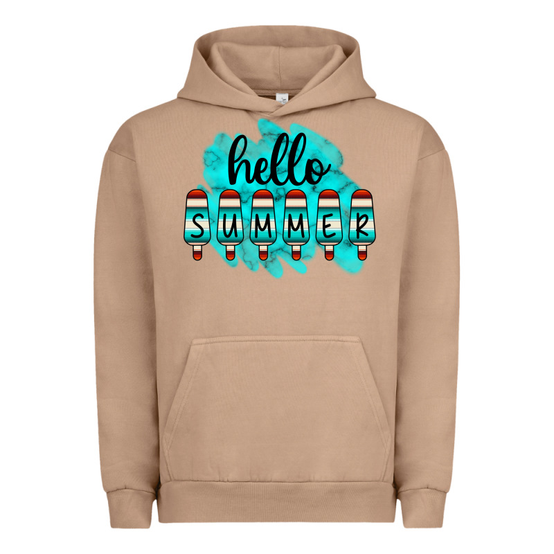 Hello Summer Serape Turquoise Urban Hoodie by CowCowDesign | Teevron