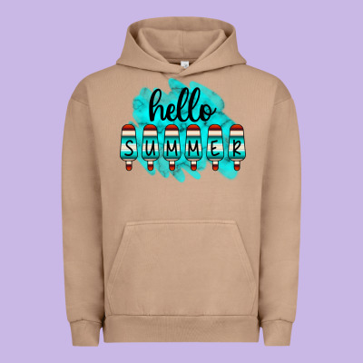 Hello Summer Serape Turquoise Urban Hoodie Designed By Cowcowdesign