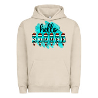 Pigment French Oak Hello Summer Serape Turquoise Urban Hoodie - CowCowDesign