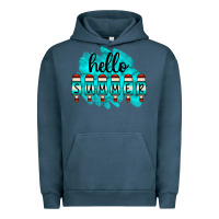 Pigment Midnight Navy Hello Summer Serape Turquoise Urban Hoodie - CowCowDesign