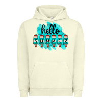 Pigment Pistachio Hello Summer Serape Turquoise Urban Hoodie - CowCowDesign