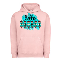 Pigment Salmon Hello Summer Serape Turquoise Urban Hoodie - CowCowDesign