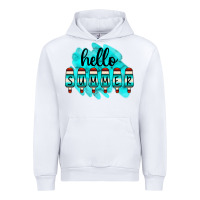 White Hello Summer Serape Turquoise Urban Hoodie - CowCowDesign
