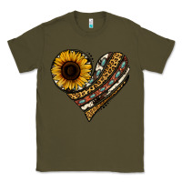 Army Green western sunflower leopard cowhide heart Classic Tee - Jasminsmagicworld