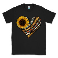 Black western sunflower leopard cowhide heart Classic Tee - Jasminsmagicworld