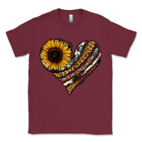 Burgundy western sunflower leopard cowhide heart Classic Tee - Jasminsmagicworld