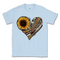 Dusty Blue western sunflower leopard cowhide heart Classic Tee - Jasminsmagicworld