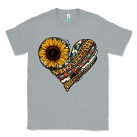 Western Sunflower Leopard Cowhide Heart Classic Tee | Teevron