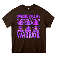 Chocolate Brown Domestic Violence Warrior Afro Gnomes Heavy Core Tee - texasbilliewilder
