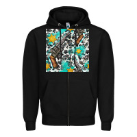 Black Western Gun And Sheriff Stars With Cowhide Seamless Pattern Zipper Hoodie - BundleAndBundleShop