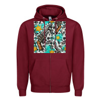 Burgundy Western Gun And Sheriff Stars With Cowhide Seamless Pattern Zipper Hoodie - BundleAndBundleShop