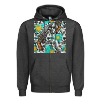 Charcoal Heather Western Gun And Sheriff Stars With Cowhide Seamless Pattern Zipper Hoodie - BundleAndBundleShop