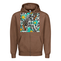 Chestnut Western Gun And Sheriff Stars With Cowhide Seamless Pattern Zipper Hoodie - BundleAndBundleShop