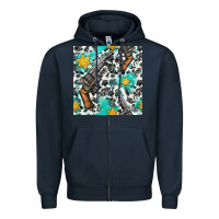 Navy Western Gun And Sheriff Stars With Cowhide Seamless Pattern Zipper Hoodie - BundleAndBundleShop