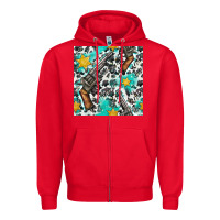 Red Western Gun And Sheriff Stars With Cowhide Seamless Pattern Zipper Hoodie - BundleAndBundleShop