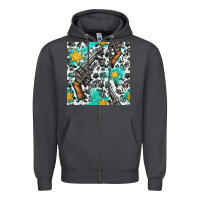 Smoke Western Gun And Sheriff Stars With Cowhide Seamless Pattern Zipper Hoodie - BundleAndBundleShop