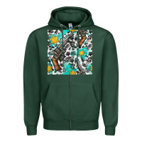 Sports Green Western Gun And Sheriff Stars With Cowhide Seamless Pattern Zipper Hoodie - BundleAndBundleShop