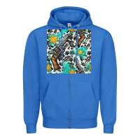 True Royal Western Gun And Sheriff Stars With Cowhide Seamless Pattern Zipper Hoodie - BundleAndBundleShop