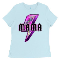 Baby Blue mama neon leopard lightning bolt Ladies Tee - texasbilliewilder