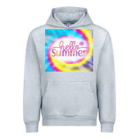 Heather Grey Hello Summer Tie Dye Tumbler Urban Hoodie - CowCowDesign