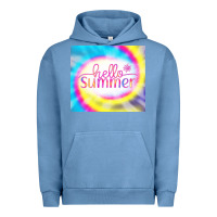 Pigment Pebble Blue Hello Summer Tie Dye Tumbler Urban Hoodie - CowCowDesign