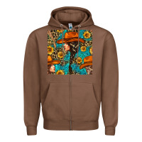 Chestnut Western Girl Hair Clasp And Sunflower With Leopard And Glitter Seamles Zipper Hoodie - BundleAndBundleShop