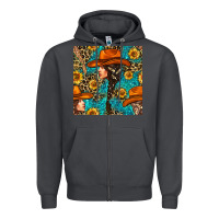 Smoke Western Girl Hair Clasp And Sunflower With Leopard And Glitter Seamles Zipper Hoodie - BundleAndBundleShop