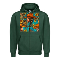 Sports Green Western Girl Hair Clasp And Sunflower With Leopard And Glitter Seamles Zipper Hoodie - BundleAndBundleShop