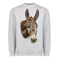 Heather Grey Andalusian Donkey Face Heavyweight Sweatshirt - LillyAllenDesigns