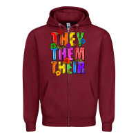 Burgundy They Them Their Pride LGBTQ Zipper Hoodie - BundleAndBundleShop