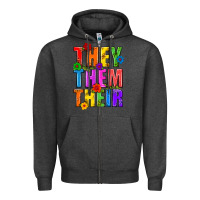 Charcoal Heather They Them Their Pride LGBTQ Zipper Hoodie - BundleAndBundleShop