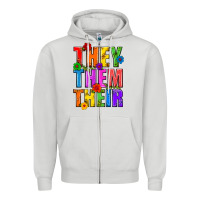 Dove Grey They Them Their Pride LGBTQ Zipper Hoodie - BundleAndBundleShop