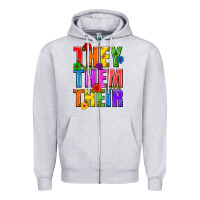 Heather Grey They Them Their Pride LGBTQ Zipper Hoodie - BundleAndBundleShop