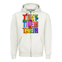 Oatmeal Heather They Them Their Pride LGBTQ Zipper Hoodie - BundleAndBundleShop