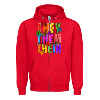 Red They Them Their Pride LGBTQ Zipper Hoodie - BundleAndBundleShop