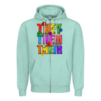 Seafoam They Them Their Pride LGBTQ Zipper Hoodie - BundleAndBundleShop