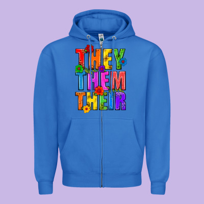 They Them Their Pride Lgbtq Zipper Hoodie Designed By Bundleandbundleshop