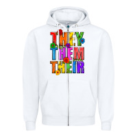 White They Them Their Pride LGBTQ Zipper Hoodie - BundleAndBundleShop