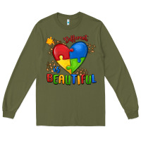 Army Green different is beautiful autism Long Sleeve Tee - MaliasSmallBusiness