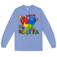 Colony Blue different is beautiful autism Long Sleeve Tee - MaliasSmallBusiness
