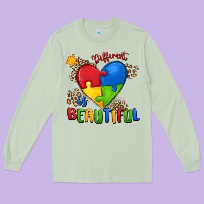 Different Is Beautiful Autism Long Sleeve Tee Designed By Maliassmallbusiness